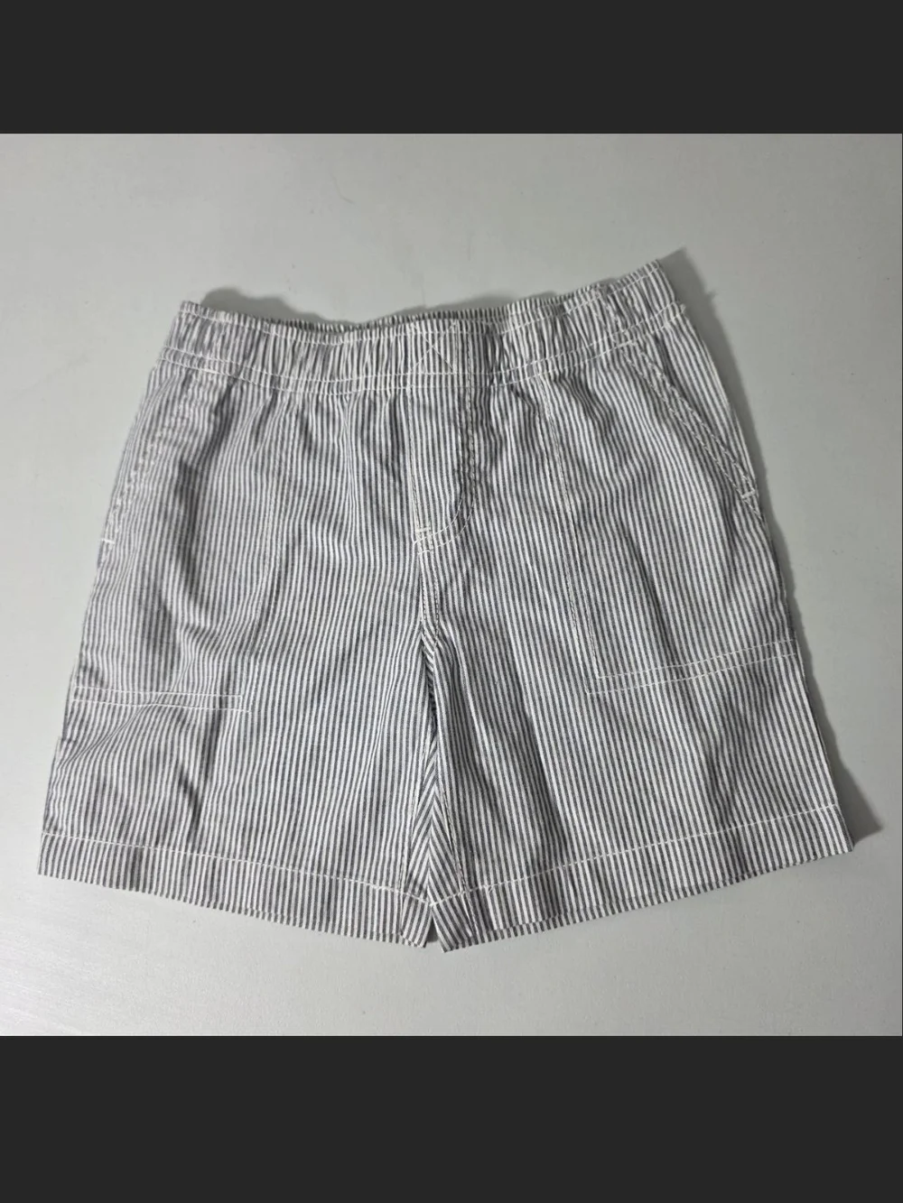 Carter's Toddler Seersucker-Style Striped Shorts in White & Navy